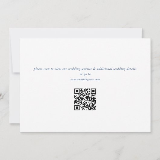 Save The Date Bleu Victorien Français Roses Jardin QR code Maria (Dos)