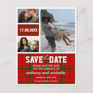 Save The Date Blocage photo tartan personnalisé mariage enregist