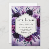 Save The Date Bloom Romance Mariage Floral violet (Devant / Derrière)