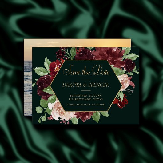 Save The Date Bloom rustique | Terracotta et Marsala Red Wreath