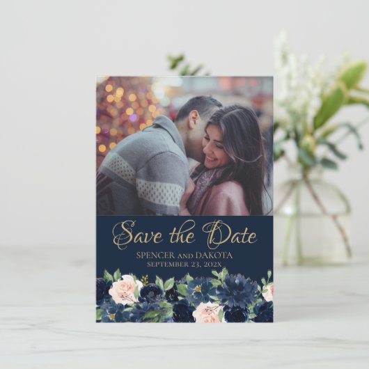 Save The Date Blooms Chics | Bleu bleu bleu bleu bleu bleu rose  (Debout devant)