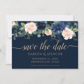 Save The Date Blooms Chics | Dark Navy Blue and Blush Garland (Devant)