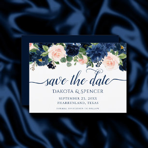 Save The Date Blooms Chics Navy Blue and Blush Pink Garland