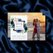 Save The Date Blooms Chics | Photo Romantic Navy Blue and Blush 