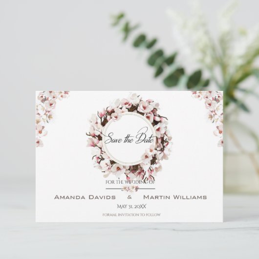 Save The Date Blossom printemps Mariage customisé Enregistrer la (Debout devant)