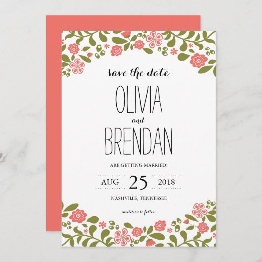 Save The Date Blossoms fleurs sauvages | Enregistrer la date (Devant / Derrière)