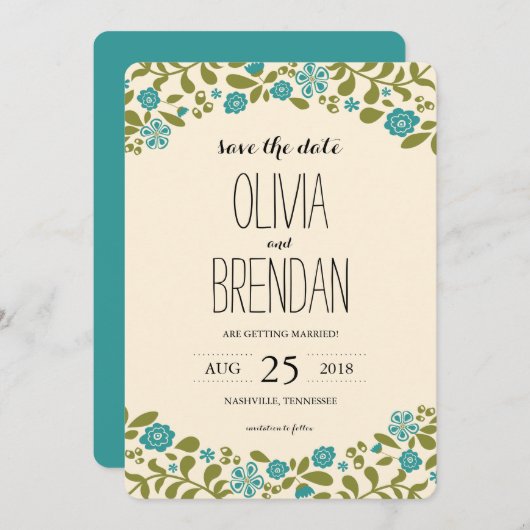 Save The Date Blossoms fleurs sauvages | Enregistrer la date (Devant / Derrière)