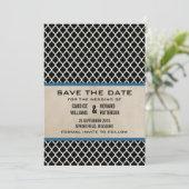 Save The Date Blue Chic Quatrefoil Enregistrer la date Invitatio (Debout devant)