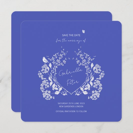 Save The Date Blue Chinoiserie Enregistrer La Date (Devant / Derrière)