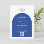 Save The Date Blue Clam Seashells Coastal Seaside Beach Wedding (Debout devant)