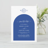Save The Date Blue Clam Seashells Coastal Seaside Beach Wedding (Debout devant)