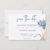Save The Date Blue Cornflowers & Blé Field Mariage moderne (Devant)