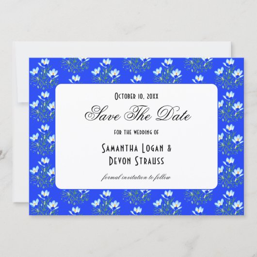 Save The Date Blue Crocus Wedding (Devant)