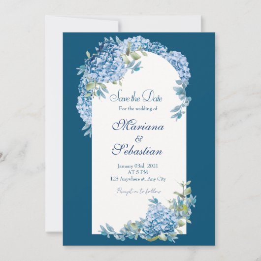 Save The Date Blue Elegant Rustic Simple Elegant Enregistrer les (Devant)