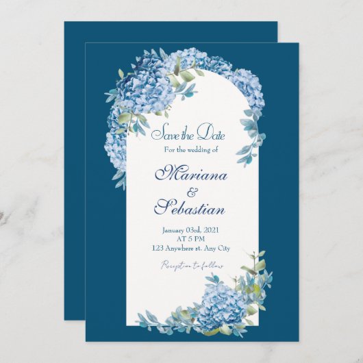 Save The Date Blue Elegant Rustic Simple Elegant Enregistrer les (Devant / Derrière)