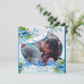 Save The Date Blue Forget-me-not Flower Enregistrer les dates (Debout devant)