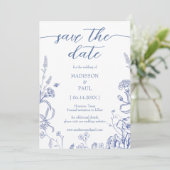 Save The Date Blue French Victorian Vintage  (Debout devant)