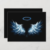 Save The Date Blue Glowing Angel Wings on black background (Devant / Derrière)