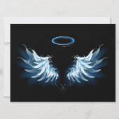 Save The Date Blue Glowing Angel Wings on black background (Devant)
