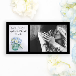 Save The Date Blue Hydrangea Fleurs Jar Mariage Enregistrer la d