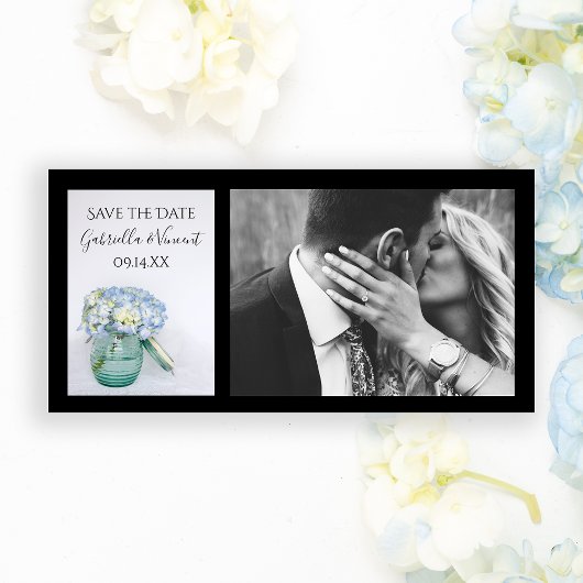 Save The Date Blue Hydrangea Fleurs Jar Mariage Enregistrer la d