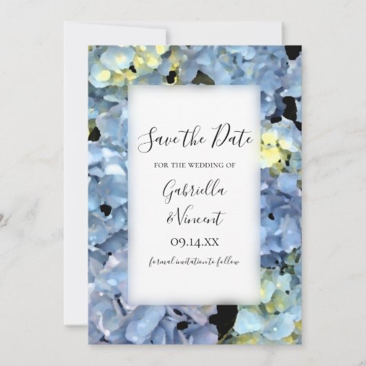Save The Date Blue Hydrangea Floral Wedding Enregistrer la date (Devant)
