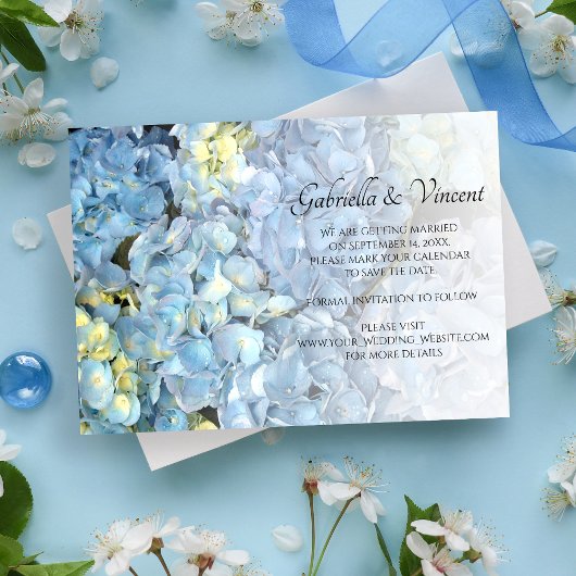 Save The Date Blue Hydrangea Floral Wedding Enregistrer la date