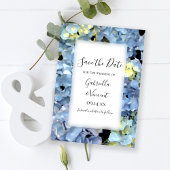 Save The Date Blue Hydrangea Floral Wedding Enregistrer la date