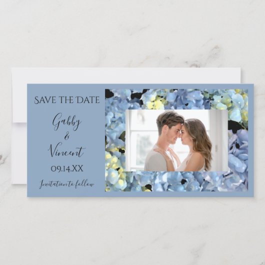Save The Date Blue Hydrangea Floral Wedding Enregistrer la date (Devant)