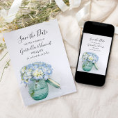 Save The Date Blue Hydrangea Flowers Vase Wedding Enregistrer la