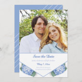 Save The Date Blue Hydrangea Garden Photo (Devant / Derrière)