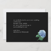 Save The Date Blue Hydrangea Lantern Arrière - plan noir Mariage (Dos)