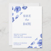 Save The Date Blue Hydrangea Petals Non Photo (Devant)