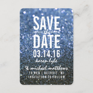 Save the Date Blue Lit Nite Fab Kaart