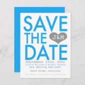 Save The Date Blue Modern Enregistrer la date (Devant / Derrière)