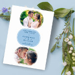 Save The Date Blue Modern Fancy Oval Wedding 2 Multi Photos<br><div class="desc">Blue Modern Fancy Oval Wedding 2 Multi Photos Collage Couple Save the Date with Envelope. Downloadable. Code QR. IMPORTATANT NOTICE : This design is part of a collection and has other coordinated elements that you can find in my store. Sometimes it can difficile to aesthetically align and put texts or...</div>