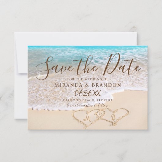 Save The Date Blue Ocean Waves Plage tropicale Mariage (Devant)
