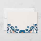 Save The Date Blue Orange Floral Elegant Fiesta Spanish Wedding (Dos)