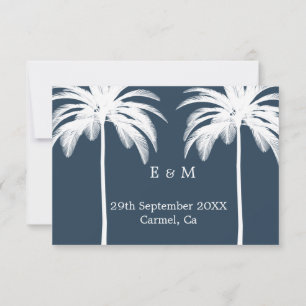 Save The Date Blue Palm Tree Watercolor Wedding Enregistrer la d