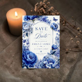 Save The Date Blue Peony Floral