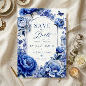 Save The Date Blue Peony Floral