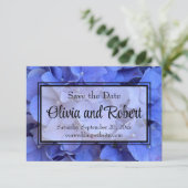 Save The Date Blue periwinkel élégantes hydrangées florales (Debout devant)