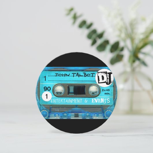 Save The Date Blue Retro T4 Audiotape Cassette 80s DJ Business R (Debout devant)
