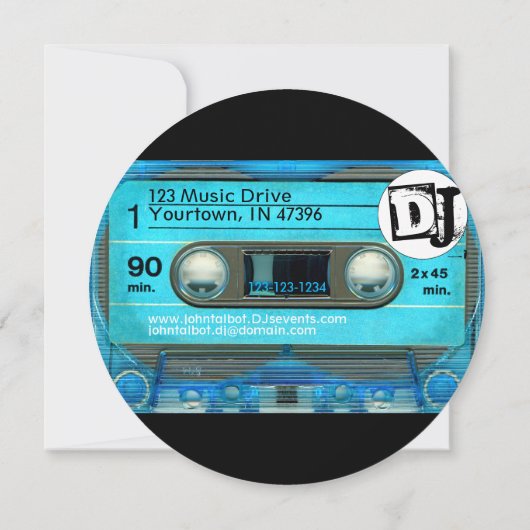 Save The Date Blue Retro T4 Audiotape Cassette 80s DJ Business R (Dos)