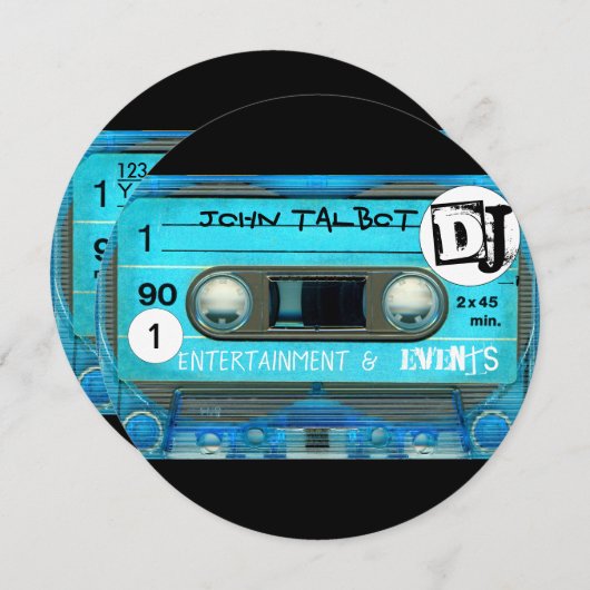 Save The Date Blue Retro T4 Audiotape Cassette 80s DJ Business R (Devant / Derrière)