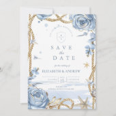 Save The Date Blue Rose Coastal Rope Wedding (Devant)