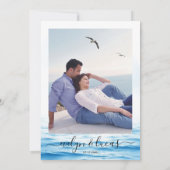 Save The Date Blue Santorini Grèce aquarelle photo mariage (Dos)