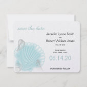 Save The Date Blue Seashell Beach Wedding Enregistrer la date (Devant)