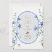 Save The Date Blue Shades Cherish Botanical Wildflowers Branches (Devant)