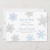 Save The Date Blue Silver Winter Snowflake Wedding Enregistrer l (Devant)